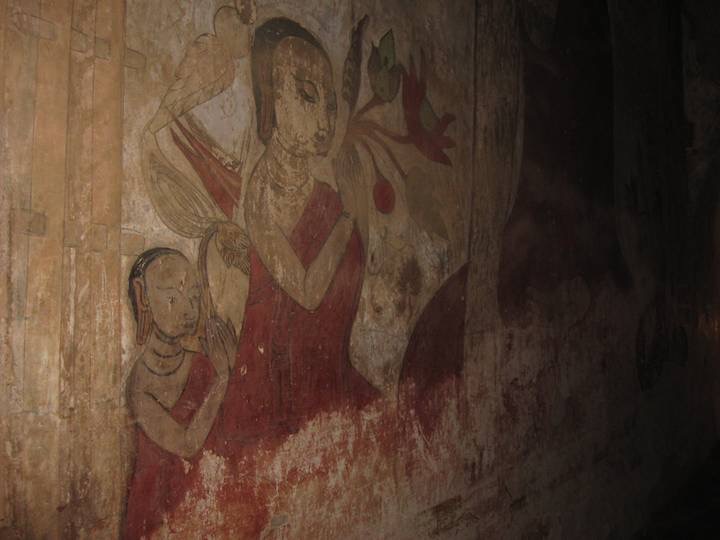 Our first viewing of temple frescoes, this particular temple was highly decorated and well preserved